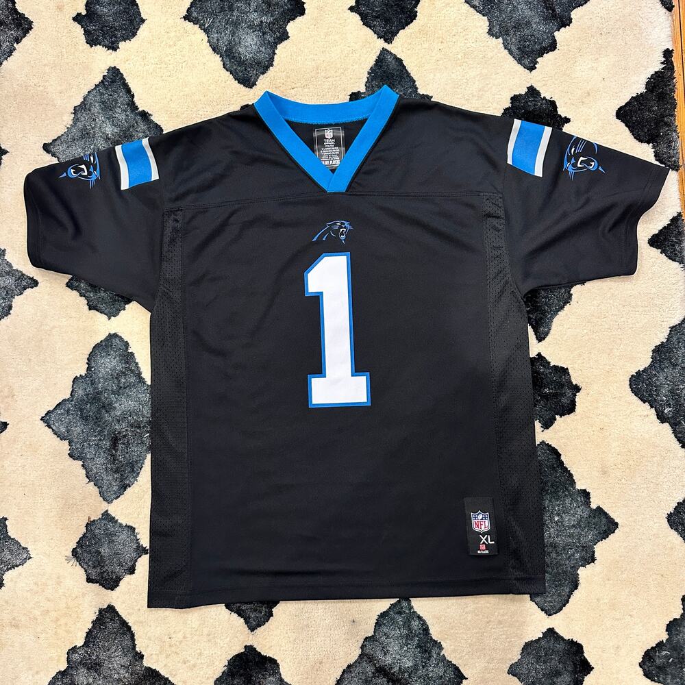 Cam Newton #1 Carolina Panthers Jersey Youth XL 18/20 Black NWOT NFL